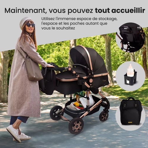 GaGaDumi Florida poussette 3 en 1 ensemble complet avec siège auto . Gris - Photo 8/8
