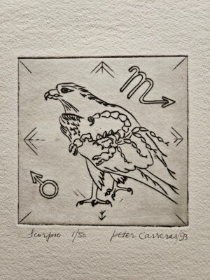 Peter Carreras - Scorpio Star Sign Zodiac Modern British signed etching 90s