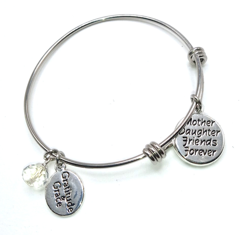 Vintage Silver Tone Charms Stackable Bangle Brace… - image 9