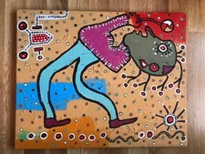 ORIGINAL CONTEMPORARY OUTSIDER FOLK EXPRESSIONISM ACRYLIC PAINTING ON CANVAS