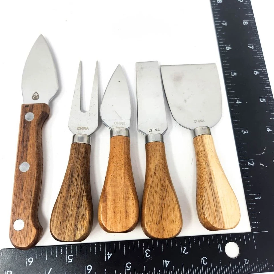 Набор вилок ножей для сыра Toscana и различные лезвия из нержавеющей стали деревянные ручки 10 шт. - Изображение 3 из 4