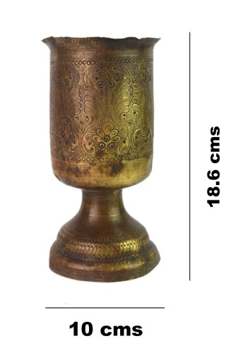Rare Hand Engraved Design Brass Flower Vase Collectible Metal Jaam Pot. G7-1029 - Picture 2 of 9