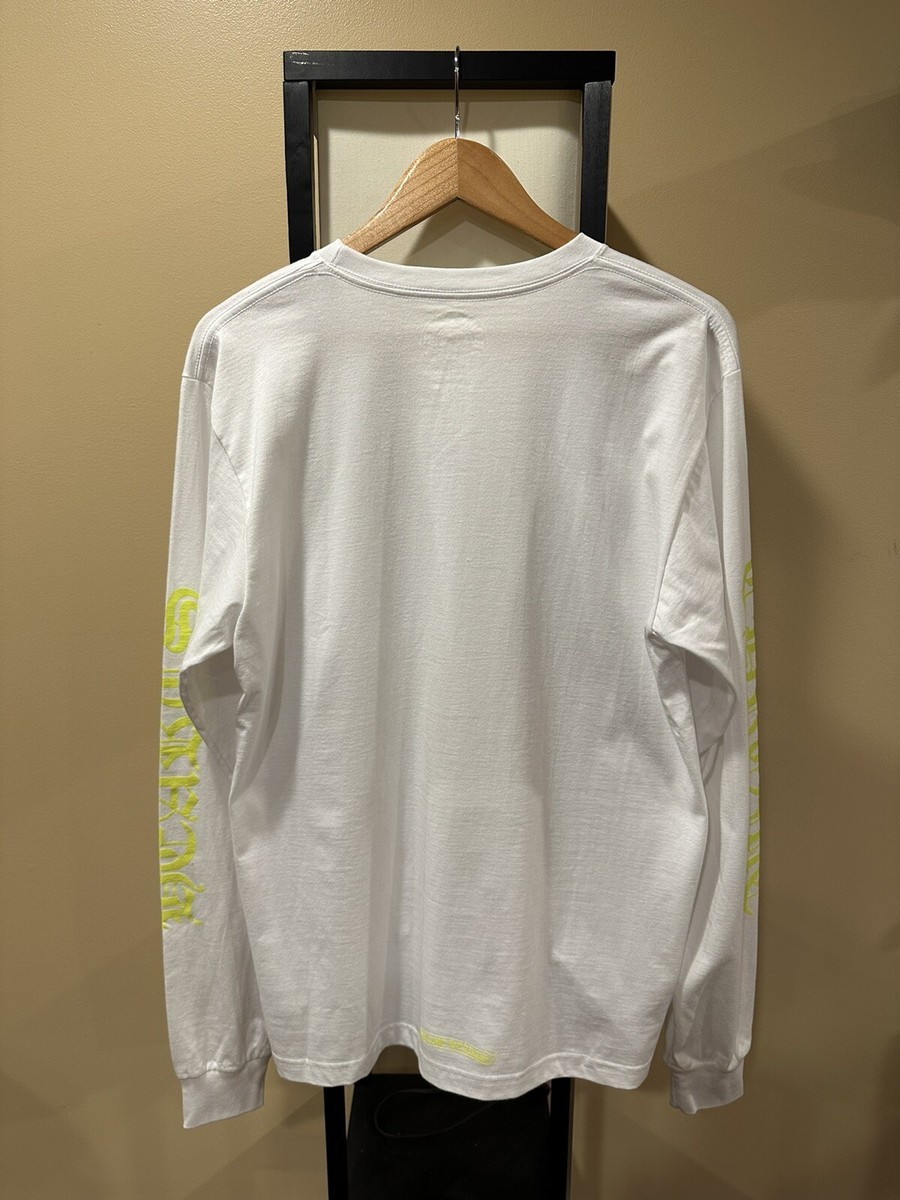 CHROME HEARTS Old English Neck Logo Neon Yellow L/S Tee