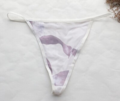 Women Sexy Thongs Chiffon T-back Underwear High cut/leg G-string Knicker White L
