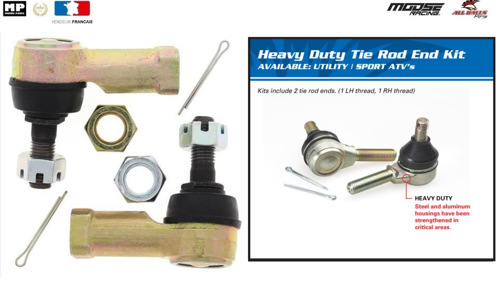 Rotules de direction 51-1006 haute résistance pour train avant Honda TRX400EX