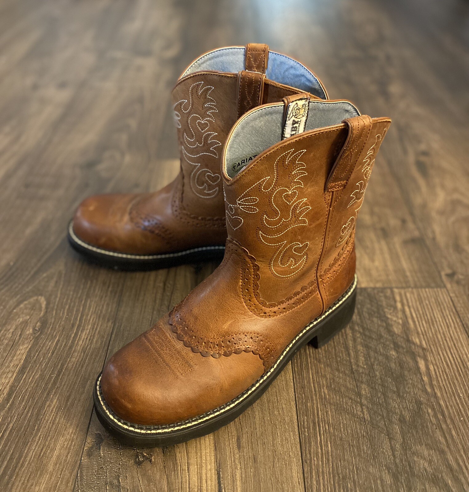Ankle Brown Leather Western Boots Size 