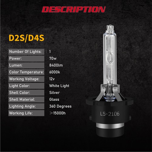 2x D2S 35W 6000K HID Xenon Replacement Headlight High Low Beam Bulbs Kits Bright - Picture 8 of 12