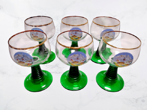 Souvenir Crystal Green Beehive Stem Goblets Zupspitze (Set of 6) - Picture 2 of 7