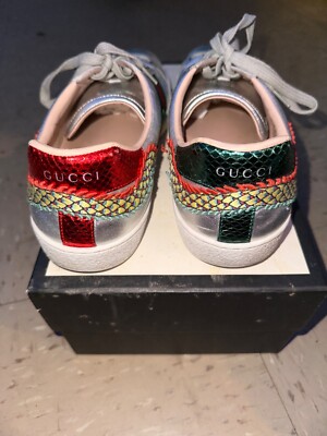 Gucci Aces Embroidered Silver Dragon Men's Sneakers | eBay