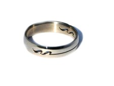 316L Stainless Steel Cut Out Wave Line Band Ring 5mm Wide
