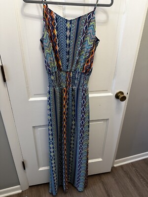 Fun, Slimming Vertical Lines! Stunning Colors Fire Los Angeles Summer Maxi  dress | eBay