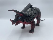 Vintage 1987 Triceratops Figure 9  Red  Black Dinosaur Toy
