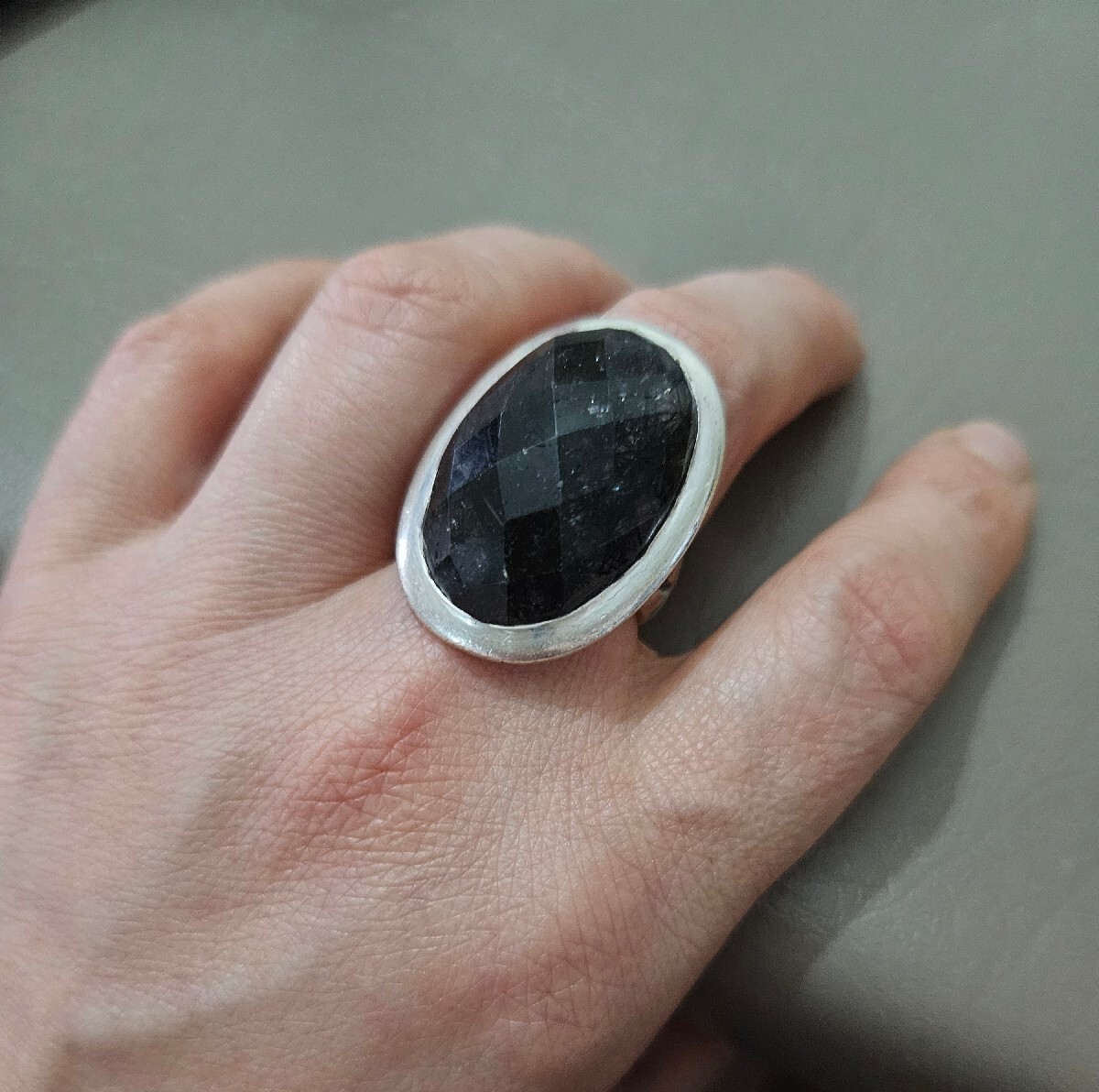 Black Rutilated Quartz And Solid Silver Heavy, Fa… - image 2
