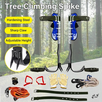 Tree Climbing Spikes Adjustable Height Pole Tree Climbing Spurs Steel w ...