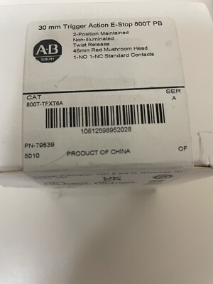 allen bradley 800T-TFXT6A 30 mm Trigger Action E-STOP 2 Position Maintained Red 