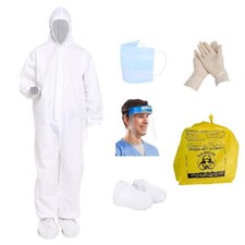 Large White Disposable Isolation Coverall With Hood Aami Level 1 Non Medical