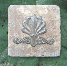 Plaster cement plastic fleur de lis travertine tile mold 6" x 6" x 1/3"