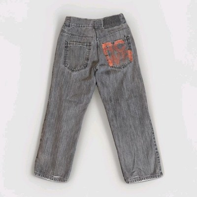 Roca wear Jeans Mens 32 Gray Baggy Y2K Big Logo Pocket Streetwear Hip Hop Skater
