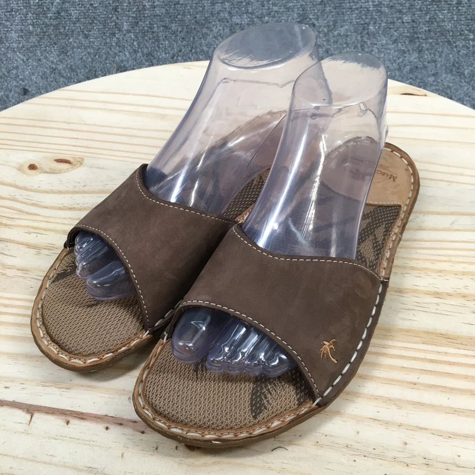 Sandalias Margaritaville para mujer 8 Negril Slide cuero marrón sin cordones informales planas Foto 3 de 4