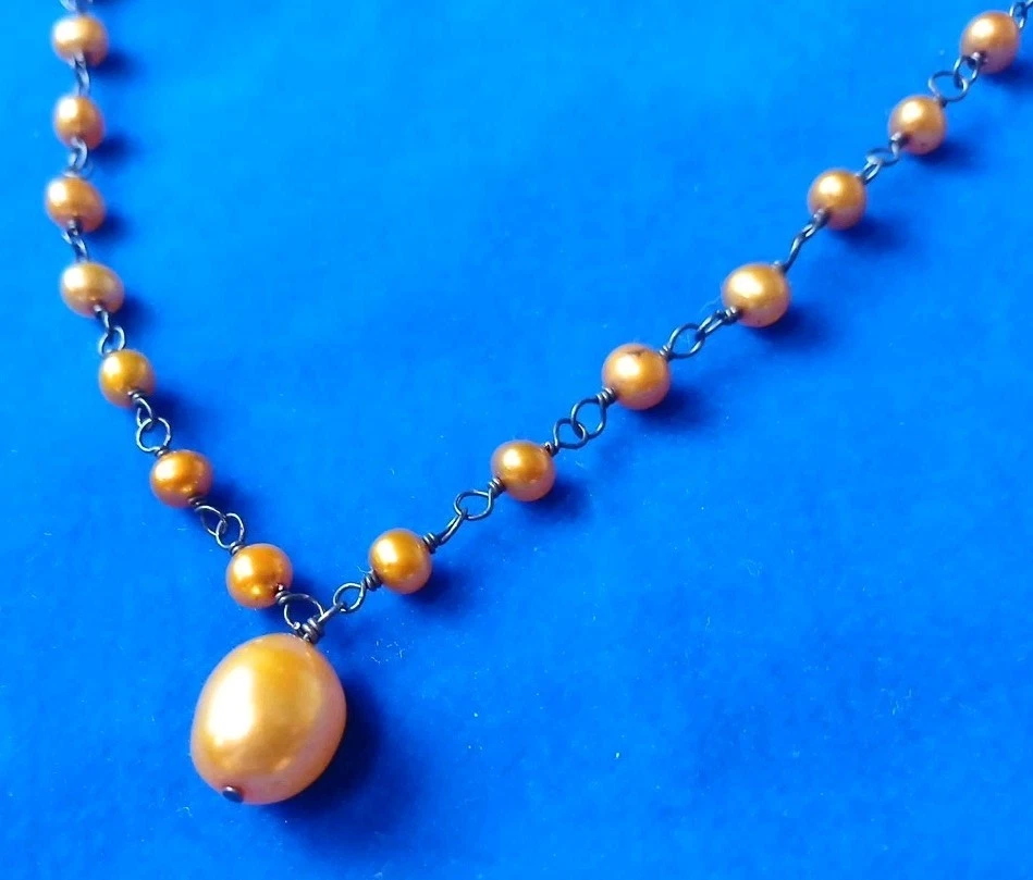 SILPADA Collar Gota Oxidada Perla de Agua Dulce Cobre Plata de Ley 925 Foto 2 de 4