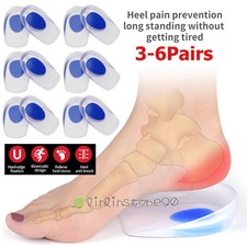 3/6Pairs Heel Pad Cup Gel Silicone Shock Cushion Orthotic Insole Plantar Care L