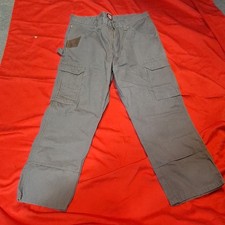 Wrangler Workwear Men's Gray Cotton Canvas Cargo Pants Zip Button Pockets