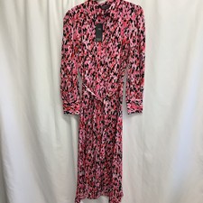 M&S COLLECTION Shirt Dress Pink Black Midi Animal Print UK10 BNWT RRP£45