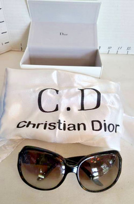 Oversized Christian Dior Black Gradient Classic 1 Tortoise Shell Sunglasses Box