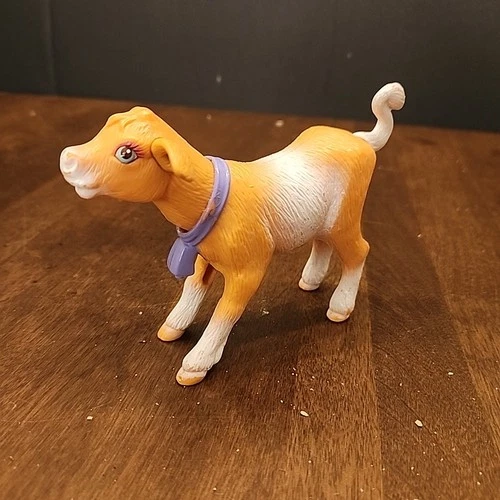 1997 Vintage Mattel Barbie Doll Stable Friends Lizzie the Calf Cow Purple Bell