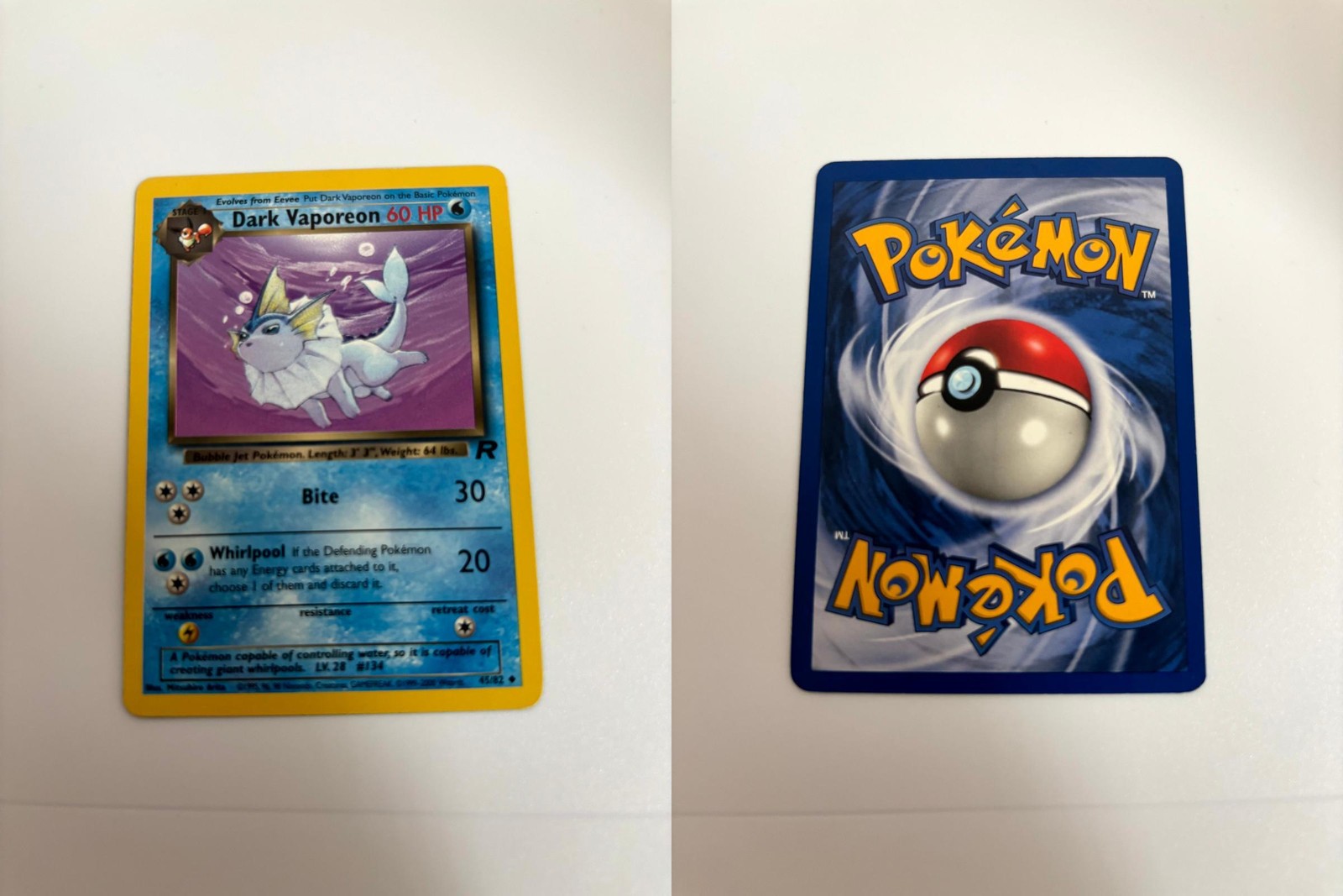 Dark Vaporeon 45/82 Uncommon Team Rocket Pokemon Unlimited NM