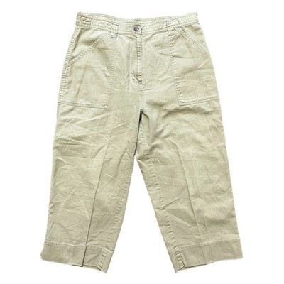 Vintage BILL BLASS Straight Leg Crop Utility Carpenter Pants  Linen  WOMEN'S 10