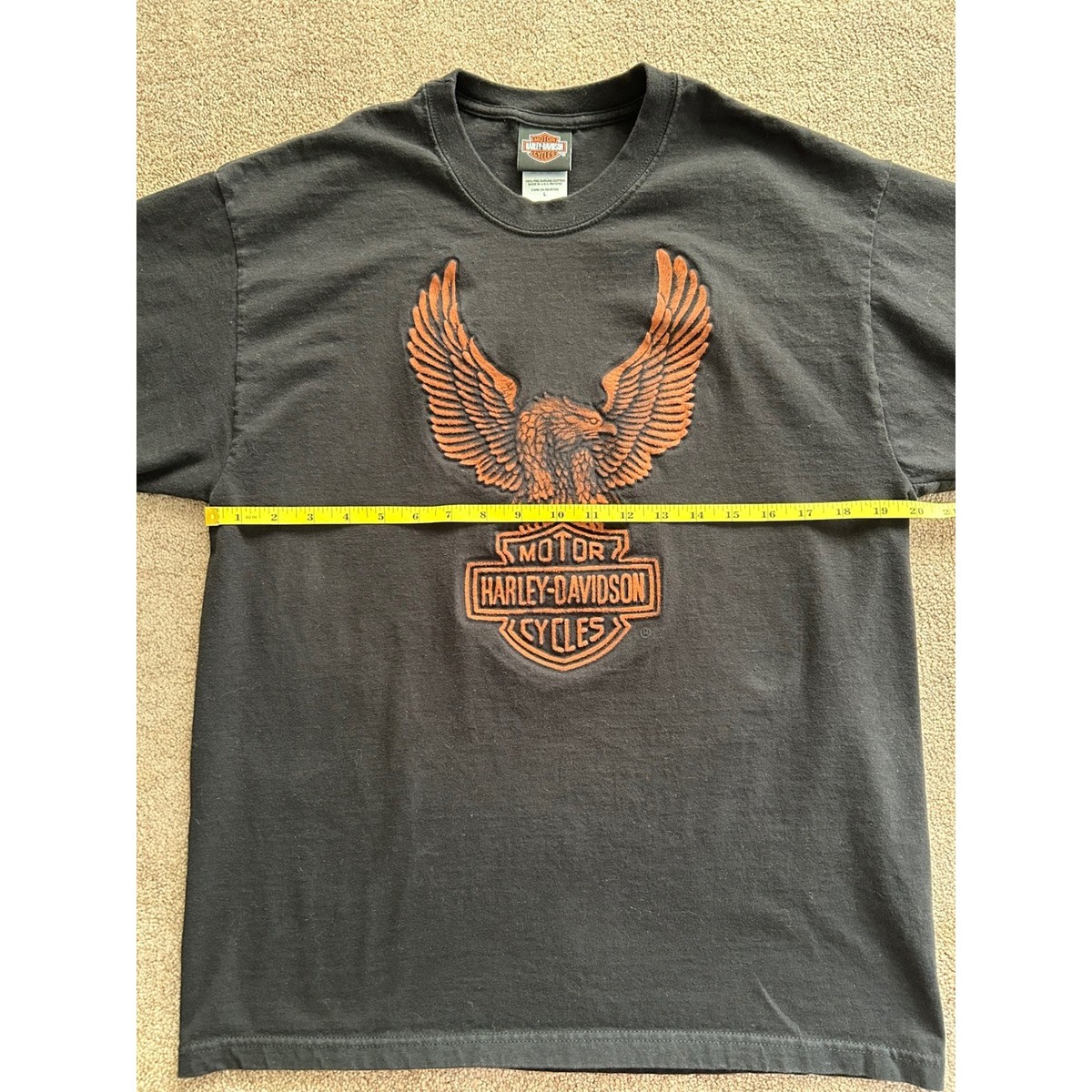 VTG Harley-Davidson Hollywood CA Eagle 3D Puff Print T-Shirt Black Men Size L View 6