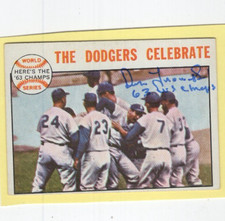 Autographed Dick Tracewski 1963 WSC added Dodgers 1964 Topps