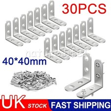 30X Corner Braces Brackets Right Angle Stainless Steel Brace Bracket 120X Screws
