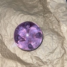 Handmade Solid Clear Glass. Aithness Scotland. Paperweight Moonflower Design