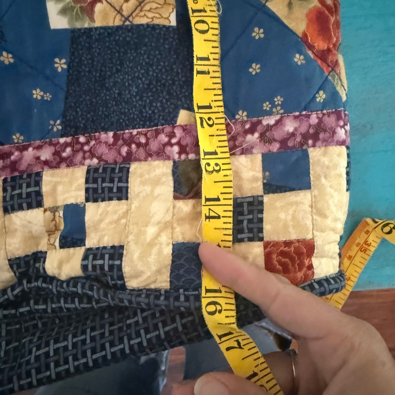 Beautiful Handmade Quilted Patchwork Blue & Purpl… - image 9