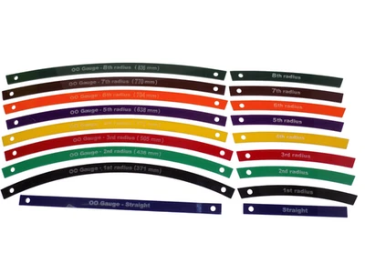 COMMODORE STUDIO Track Laying Templates - 8 various radius + straight OO Gauge tool guide acrylic