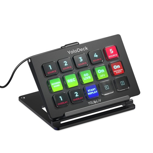 YoloDeck, Studio Controller Keyboard, 15 Customizable LCD Keys, Trigger Actio...