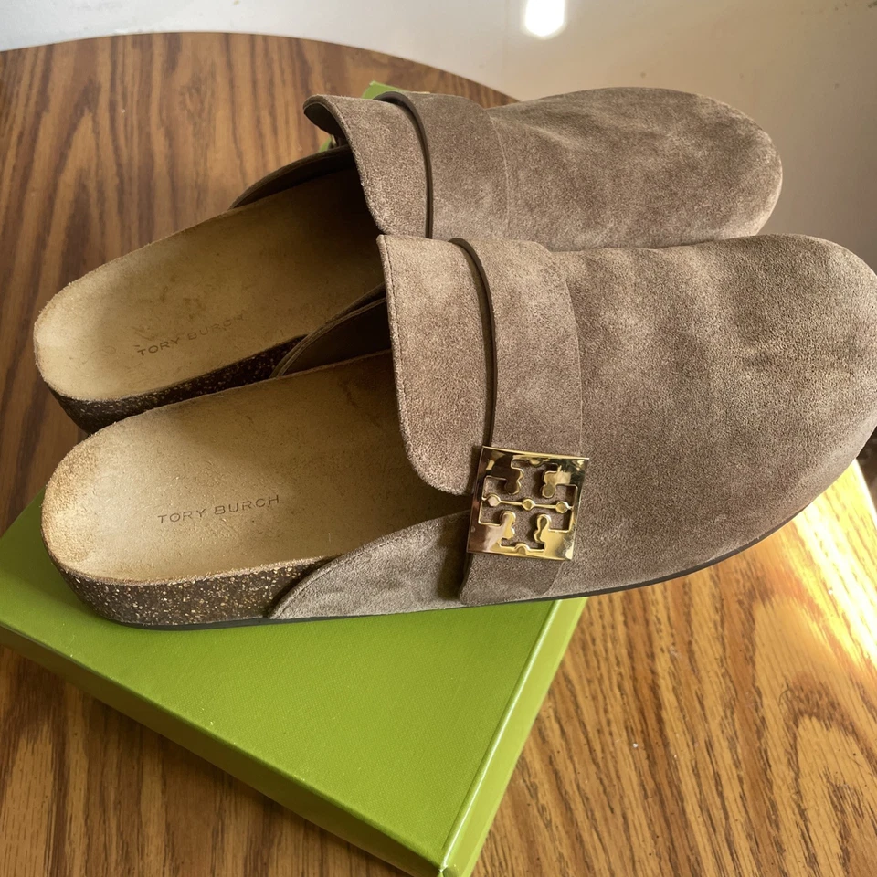 Tory Burch Mellow Suede Mule, River Rock/ Gold Hardware -Women's Size 13 - Image 2 of 4