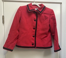 Vintage YVES SAINT LAURENT Rive Gauche YSL Red Black Blazer Jacket Coat Sz 40