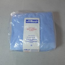 Vintage St. Mary's Sun Valley Blanket Double Full Twin Blue Acrylic USA Bed New