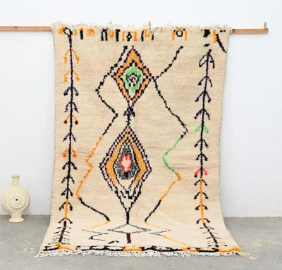 Authentic Azilal Moroccan Rug, Handmade Berber Wool Carpet,