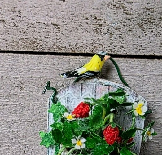  miniature dollhouse yellow canary bird  artisan barbara ann myers