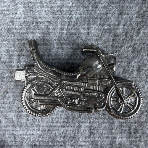 Motorcycle Cigarette Lighter Silver Tone Metal Novelty Auto Decor