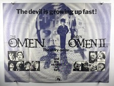 OMEN 1 & 2 Double Feature Movie Poster (Fine) UK QUAD 1970s Horror 30x40 27354