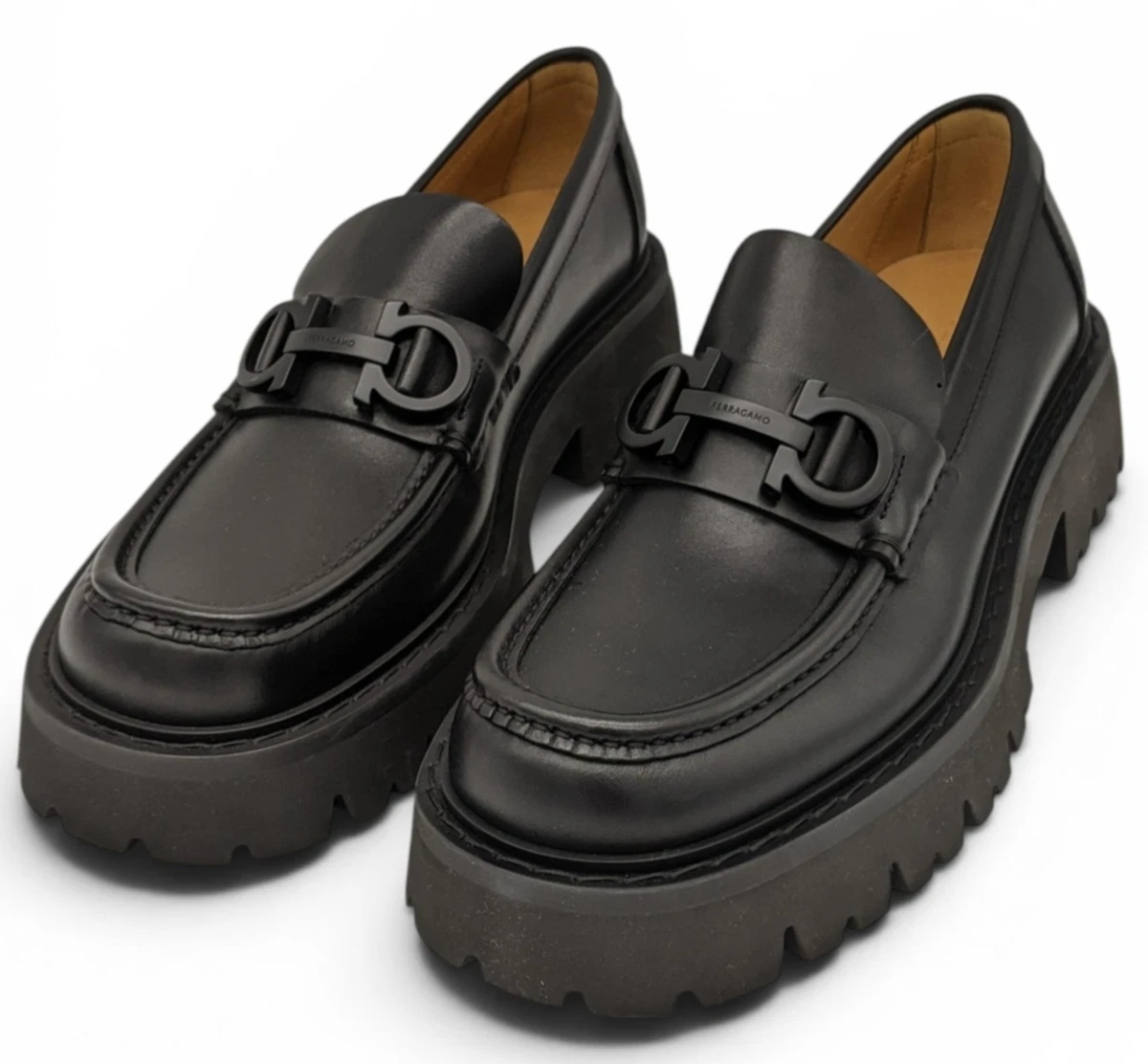 Salvatore Ferragamo Leather Black Shoes Men 9.5 EEE Italy Quiet Luxury Career Elevate your style with these Salvatore Ferragamo Gancini  main image 3