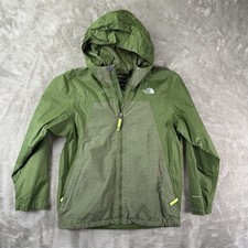 The North Face DryVent Jacket Boys Large 14/16 Green Black Hooded Rain Shell