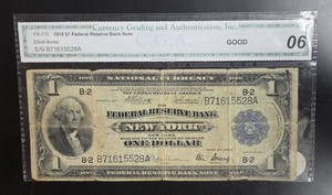 1918 $1 Dollar National Currency Note Large Size, New York, Circulated
