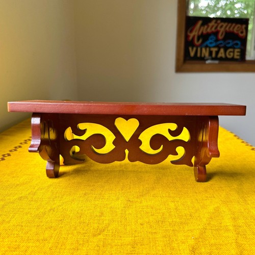 Vintage-Style Cherry Finish Scroll Shelf