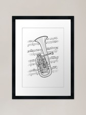 Listing image for Tenor Horn Music Notation Hornist B Framed Wall Art Poster Canvas Print Picture